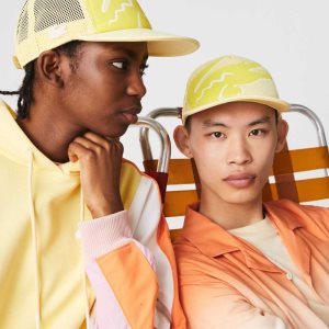 Lacoste Crocodile Print Neoprene And Mesh Cap Yellow | SFM-159764