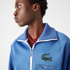 Lacoste Crocodile Stand-Up Collar Zippered Jacket Blue | XDY-610942