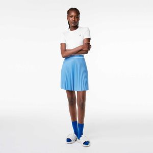 Lacoste Elasticized Waist Pleated Skirt Blue | QCG-671398