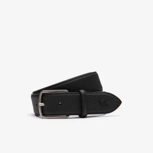 Lacoste Engraved Buckle Pique Canvas Belt Black | QAH-728139