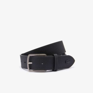 Lacoste Engraved Buckle Reversible Pique Leather Belt Dark Brown | VDP-263718