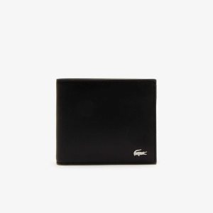 Lacoste Fitzgerald Leather Wallet And Card Holder Set Black | EZD-041736