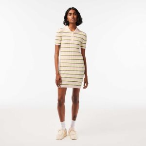 Lacoste French Made Striped Polo Dress White | FVE-426305