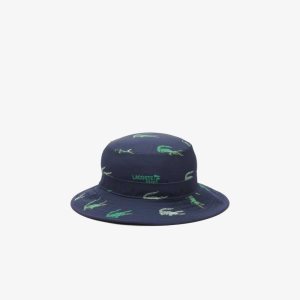 Lacoste Golf Crocodile Print Hat Navy Blue | VLJ-423719