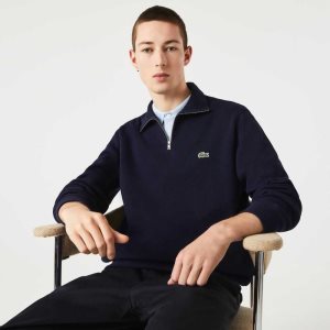 Lacoste Half Zip Cotton Sweatshirt Navy Blue | OED-783095