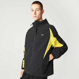 Lacoste Heritage Color-Block Nylon Jacket Black / Yellow | QBZ-876432