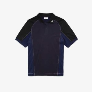 Lacoste Heritage Regular Fit Stretch Mini-Pique Polo Navy Blue / Black | GWP-918234