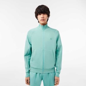 Lacoste High-Neck Cotton Blend Zip Sweatshirt Mint | FSU-047865