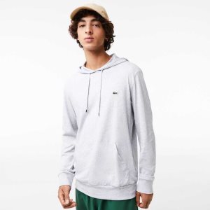 Lacoste Hooded Cotton Jersey Sweatshirt Grey Chine | BCQ-541960