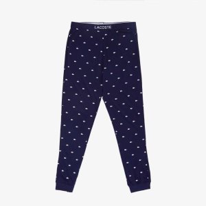 Lacoste Jersey Pajama Pants Navy Blue / White | UFZ-089563