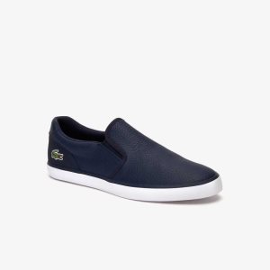 Lacoste Jouer Leather Slip-On Sneakers Nvy/Wht | LSR-478053