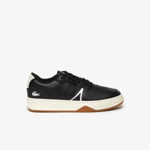 Lacoste L001 Leather Popped Heel Sneakers Black/Offwhite | MWY-386705