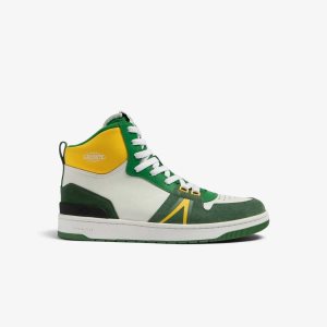 Lacoste L001 Mid Leather Colorblock Sneakers White/Green | CHN-693214