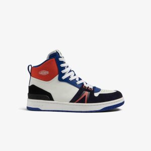 Lacoste L001 Mid Leather Colorblock Sneakers White / Navy | QSV-172658