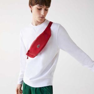 Lacoste LCST Coated Canvas Zippered Fanny Pack Tango Red | BKV-480637