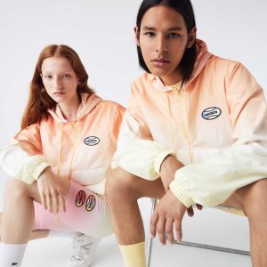 Lacoste LIVE Lightweight Pullover Windbreaker Orange / White / Yellow | XAD-902356