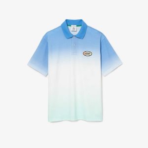 Lacoste LIVE Loose Fit Gradated Print Cotton Polo Blue / White / Turquoise | ARL-247031