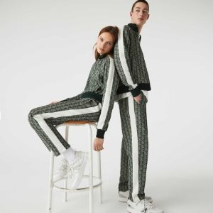 Lacoste LIVE Monogram Jacquard Tracksuit Pants Green / Beige | BIE-420731