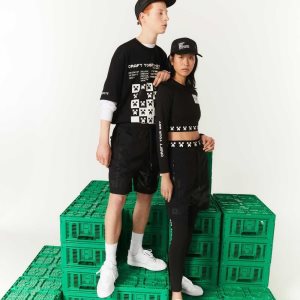 Lacoste LIVE x Minecraft Nylon Bermuda Shorts Black | CVQ-642018