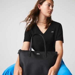 Lacoste L.12.12 Concept Small Zip Tote Bag Black | WTA-726139