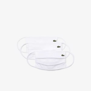 Lacoste L.12.12 Face Masks 3-Pack White | NKW-745628