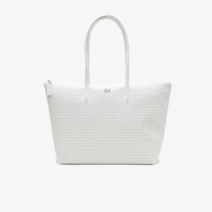 Lacoste L.12.12 Large Perforated Tote Marshmallow | NPG-541893