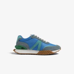 Lacoste L-Spin Deluxe Leather Sneakers Blu/Dk Trqs | HNZ-518429