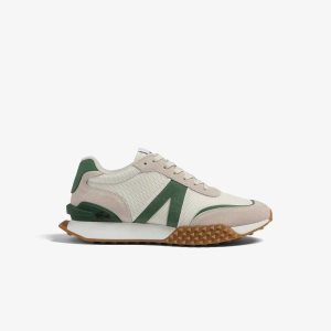 Lacoste L-Spin Deluxe Leather Sneakers White/Green | UHI-867429