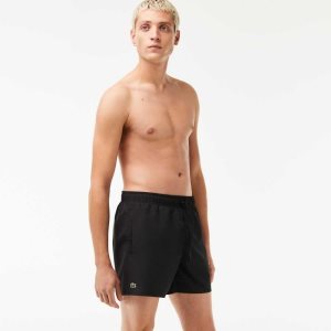 Lacoste Light Quick-Dry Swim Shorts Black / Green | KOU-745210