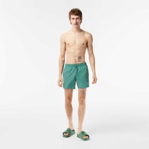 Lacoste Light Quick-Dry Swim Shorts Khaki Green / Green | TJH-725109