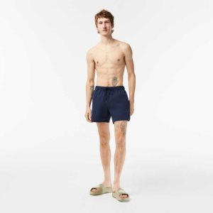 Lacoste Light Quick-Dry Swim Shorts Navy Blue / Green | QNR-306248