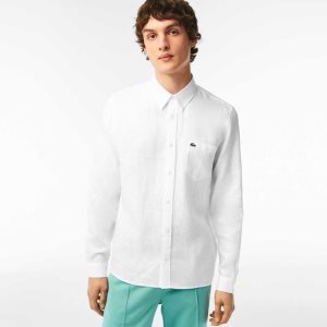 Lacoste Linen Shirt White | CZO-136745