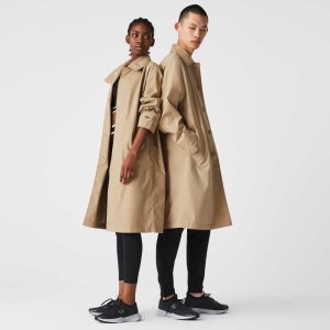 Lacoste Long Light Water-Resistant Buttoned Parka Beige | ZRU-823756