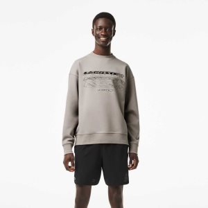 Lacoste Loose Fit Branded Sweatshirt Grey | MGX-369108