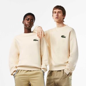 Lacoste Loose Fit Crocodile Badge Sweatshirt White | MIA-831452