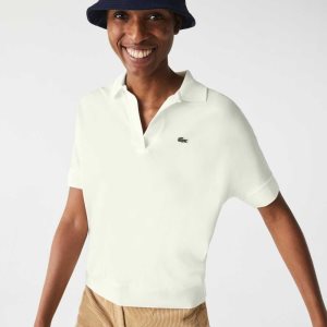 Lacoste Loose Fit Flowy Pique Polo White | HXU-950831