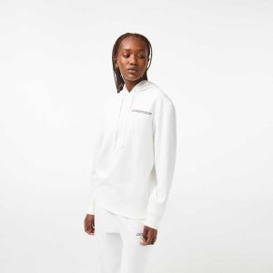 Lacoste Loose Fit Hoodie with Contrast Branding White | QKB-986423