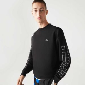 Lacoste Loose Fit Pique Sweatshirt Black | BZI-450376