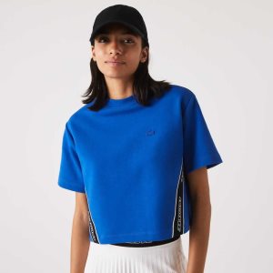 Lacoste Loose Fit Printed Bands T-Shirt Blue | KFC-467051