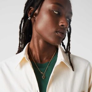 Lacoste Love My Croc Necklace Gold | WQS-527618