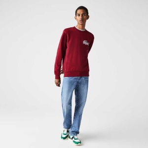 Lacoste Made In France Organic Cotton Fleece Sweatshirt Bordeaux | RZK-287639