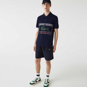 Lacoste Made in France Regular Fit Organic Cotton Polo Navy Blue | MFD-497208