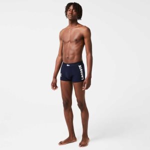 Lacoste Mismatched Stretch Cotton Trunk 3-Pack Navy Blue / White / Grey Chine / Navy Blue | OBA-096718