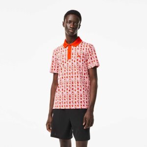 Lacoste Movement Two-Tone Printed Polo Pink / Red | BAM-219675