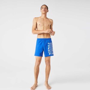 Lacoste Nautical Print Swim Shorts Blue / White | AHW-549127