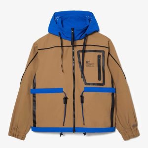 Lacoste Nylon Windbreaker Brown / Blue | EJF-584907