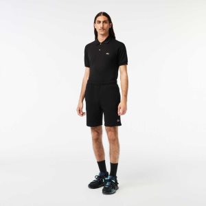 Lacoste Organic Brushed Cotton Fleece Shorts Black | HLG-384927