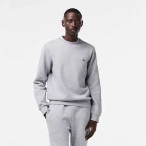 Lacoste Organic Brushed Cotton Sweatshirt Grey Chine | MBK-309481