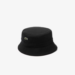 Lacoste Organic Cotton Bucket Hat Black | WOF-901625