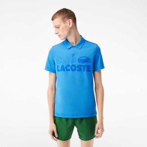 Lacoste Organic Cotton Printed Polo Blue | SAJ-158409